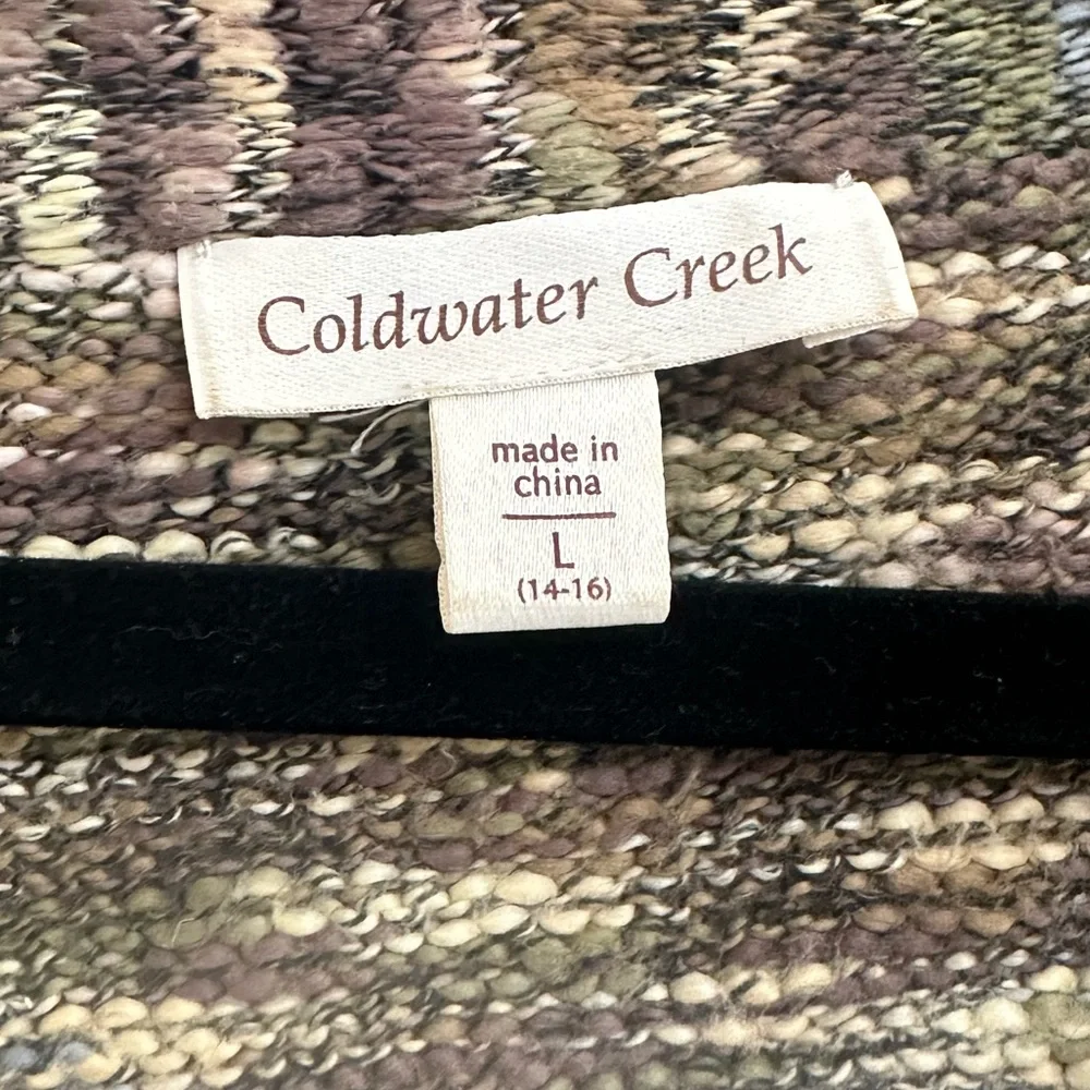 Coldwater Creek Knit Cardigan Sweater with Floral Appliqué in women’s Large - Picture 3 of 9
